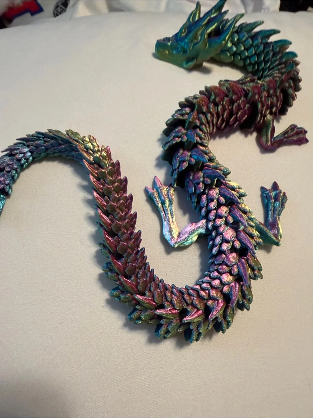 Iridescent Multicolor Dragon Figure - Shimmering Teal & Purple Playset Accent